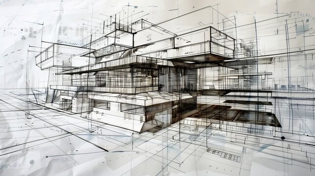 Collection of detailed architectural drawings and blueprints for construction