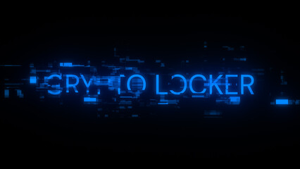 Obraz premium Crypto locker text with screen effects of technological glitches