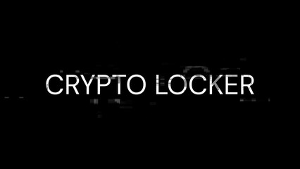 Crypto locker text with screen effects of technological glitches