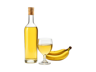 Banana Liqueur isolated on transparent png background. Generative ai