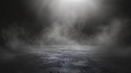 Dark concrete floor texture shrouded in mist or fog - obrazy, fototapety, plakaty