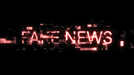 Fake news text with screen effects of technological glitches