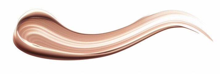 a single drop of creamy makeup foundation is delicately swirled into an elongated, curved wave on a pristine white background
 - obrazy, fototapety, plakaty