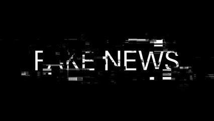 Fake news text with screen effects of technological glitches