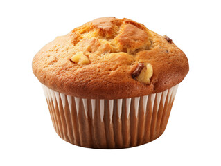 Banana Nut Muffin isolated on transparent png background. Generative ai