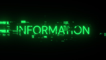 Information text with screen effects of technological glitches