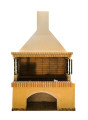 Grill area in a villa by the sea. Large yard with stone grill and outdoor kitchen.