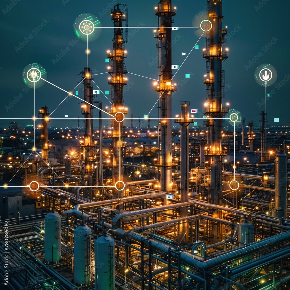 Poster smart industrial complex, iot sensors track every process, big data analytics optimize efficiency, g