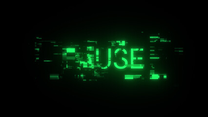 Pause text with screen effects of technological glitches