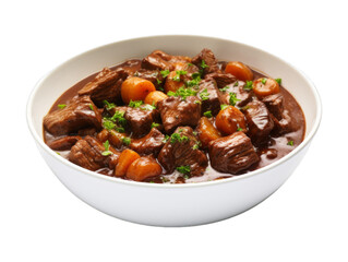 Beef And Guinness Stew isolated on transparent png background. Generative ai