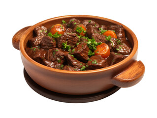 Beef And Guinness Stew isolated on transparent png background. Generative ai