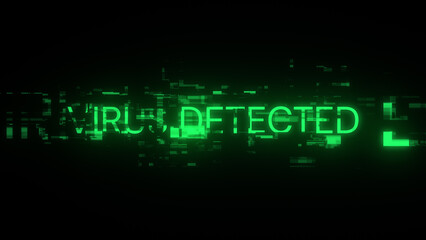 Fototapeta premium Virus detected text with screen effects of technological glitches