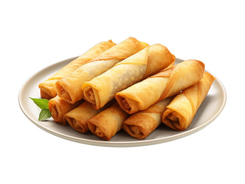 Banana Spring Rolls isolated on transparent png background. Generative ai
