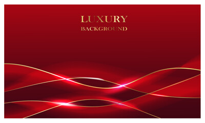 Vectof image of the luxury red background with the  shiny golden lines and text.