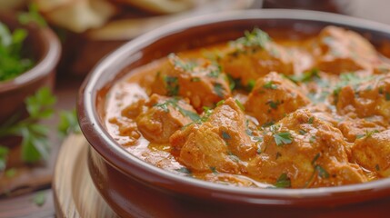 Indian dish Murg makkhani, this is chicken in creamy tomato curry sauce. - obrazy, fototapety, plakaty