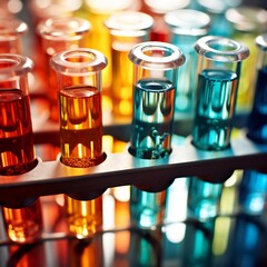 illustration of A A cluster of test tubes containing colorful liquid, Generative ai