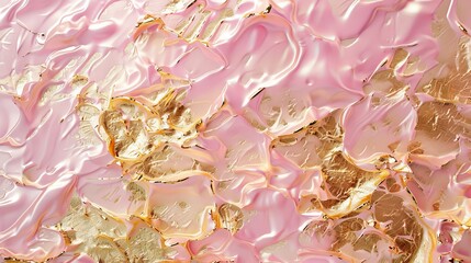 Luxurious 3D wallpaper in pink and gold, a perfect festive backdrop with a shimmering gold foil texture