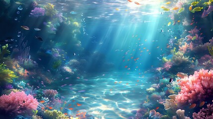 Fototapeta na wymiar Coral Beauty Beneath Waves./n