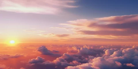 Foto op Plexiglas AI Generated. AI Generative. Aerial air sky clouds landscape background from top view. Graphic Art © AkimD