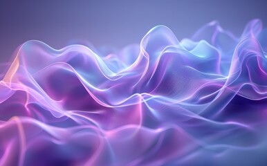 A high-resolution image showcasing a mesmerizing interplay of silk-like waves in vibrant purple and blue tones in AI neurowave flow style - obrazy, fototapety, plakaty
