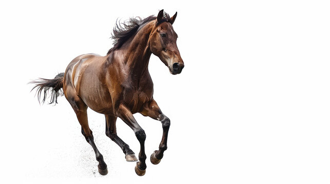 Running horse isolated on transparent background. 