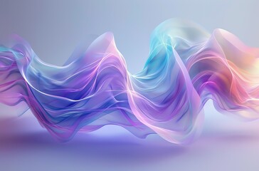 This image captures the delicate interplay of light through translucent fabric waves, rendered in soft pastel colors - obrazy, fototapety, plakaty