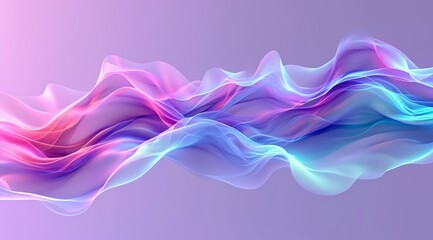 Smooth flowing waves in pink, blue, and purple hues on a soft purple background as a concept for sound and ultrasonic waves