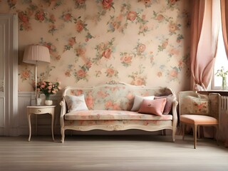 modern interior living interior with sofa and flowers wallpapers design