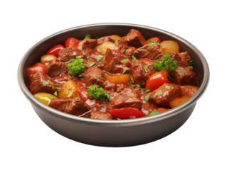 Beef Caldereta isolated on transparent png background. Generative ai