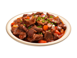 Beef Caldereta isolated on transparent png background. Generative ai