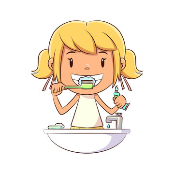 recommend clip art: Child brushing her teeth