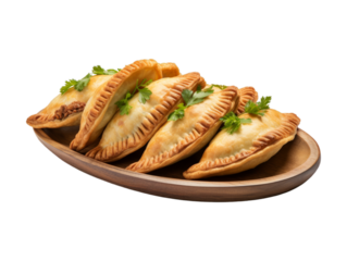 Beef Empanada Platter isolated on transparent png background. Generative ai