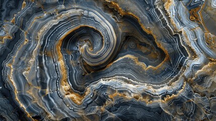 An intricate marvel unfolds as swirling patterns in marble rock unveil nature's artistic mastery through geological evolution. - obrazy, fototapety, plakaty