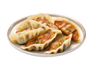 Fototapeta premium Beef Gyoza isolated on transparent png background. Generative ai