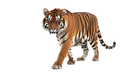 Obraz premium Stalking tiger on transparent background. 