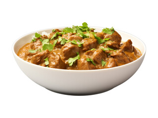 Beef Korma isolated on transparent png background. Generative ai