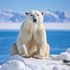 Obraz na płótnie Canvas illustration of A photography of Polar Bear wild animal siting near, Generative ai