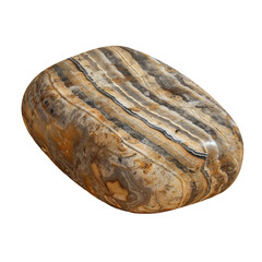Large striped rock on transparent background, natural material with unique pattern