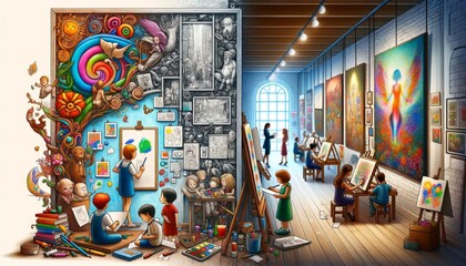 Obraz na płótnie Canvas Art Class in Vibrant Creativity Studio