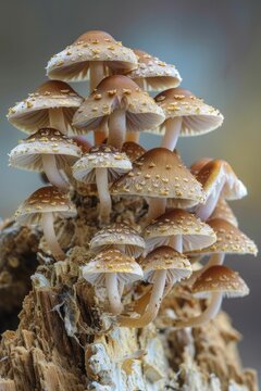 Witness the intricate beauty of saprophytic fungi in action as they decompose wood, showcasing nature's recycling prowess.
