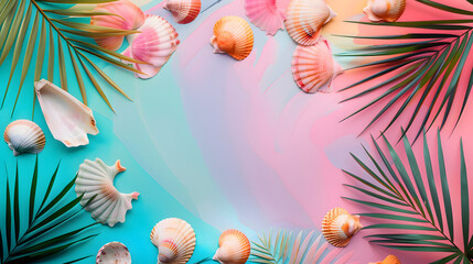 Fototapeta premium Summer tropical banner - Refreshing design pop colors background