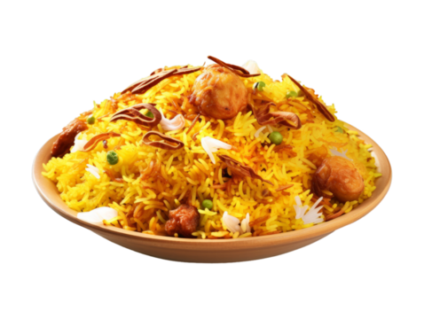 Biryani isolated on transparent png background. Generative ai