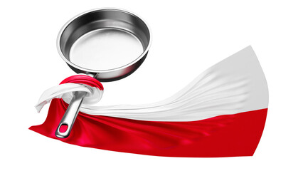 Dynamic Display of Polish Flag Draped Elegantly Over a Frying Pan
