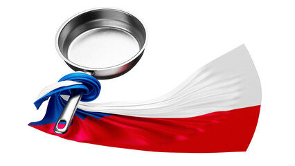 Artistic Twist on Czech Republic Flag Emerging from Polished Frying Pan