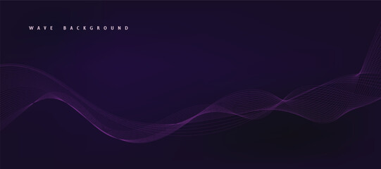 Purple background with flowing wave lines. Futuristic technology concept. Vector illustration