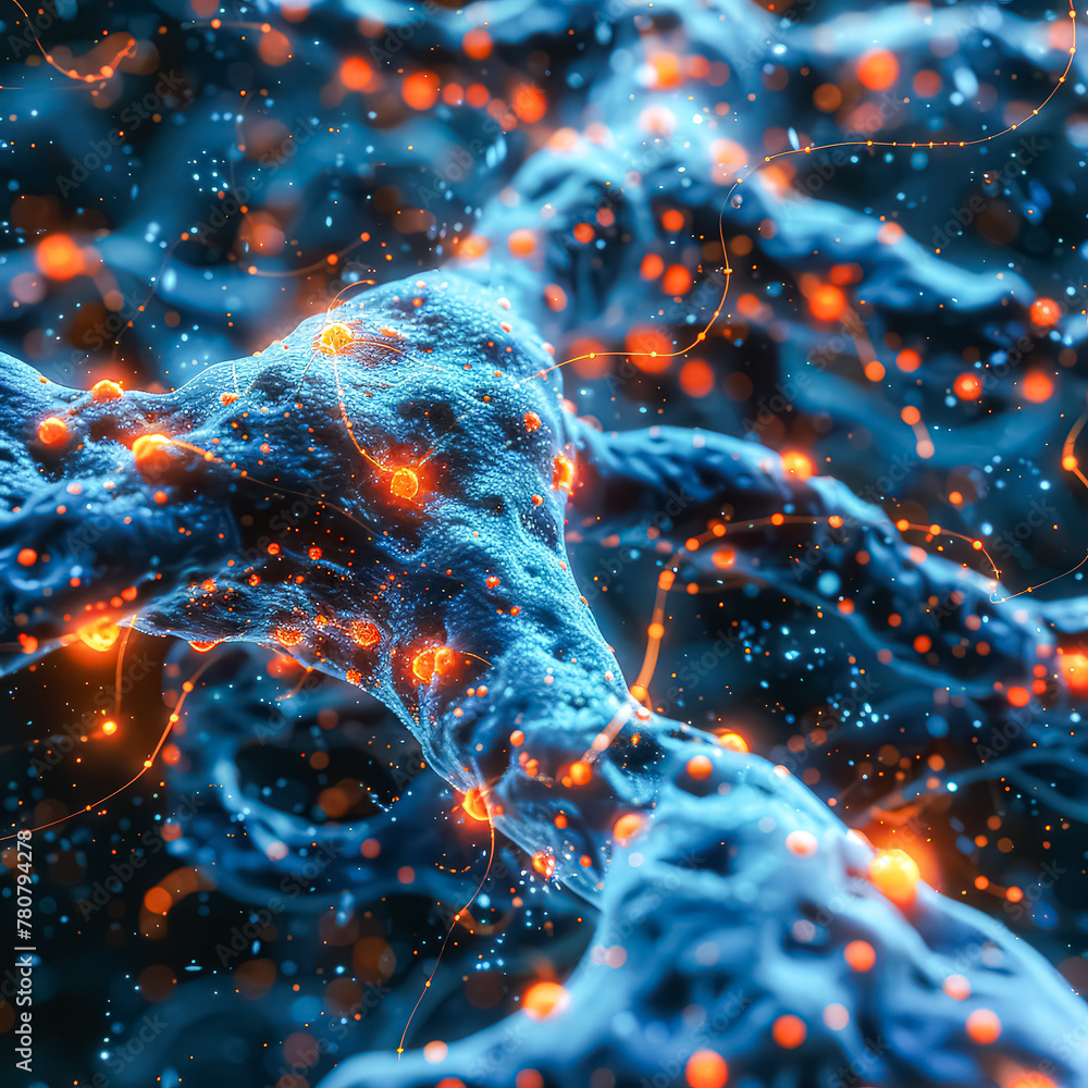 Poster a close up of a brain with a lot of neurons and a lot of light. concept of complexity and wonder at 