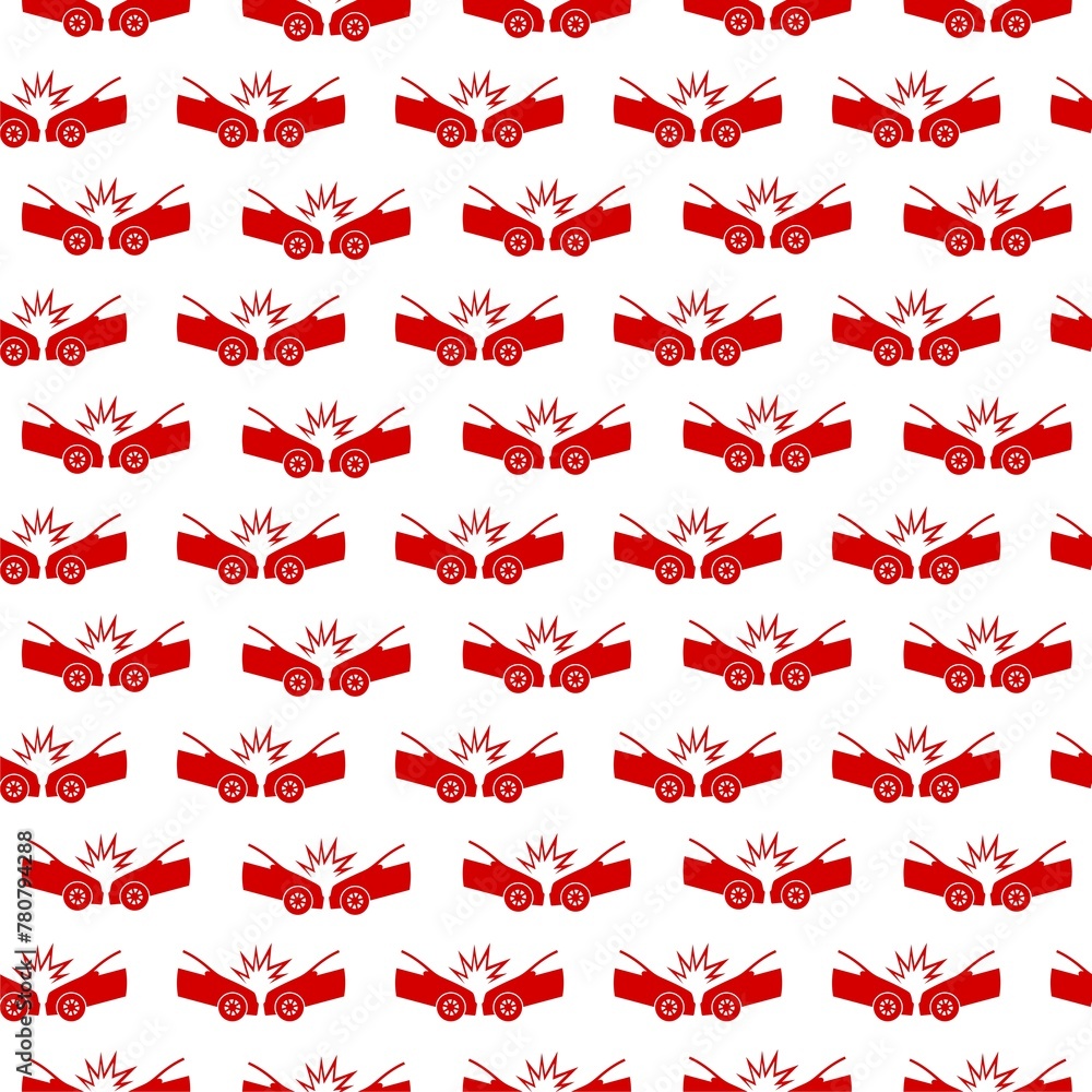 Poster car crash simple icon seamless pattern isolated on white background