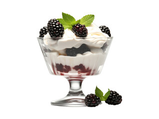 Blackberry Parfait isolated on transparent png background. Generative ai