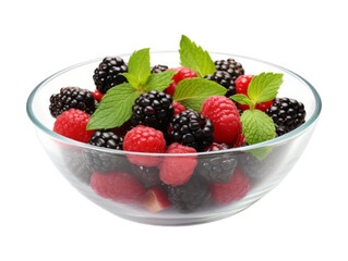 Blackberry Fruit Salad isolated on transparent png background. Generative ai