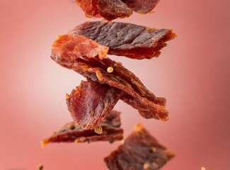 Beef jerky isolated closeup